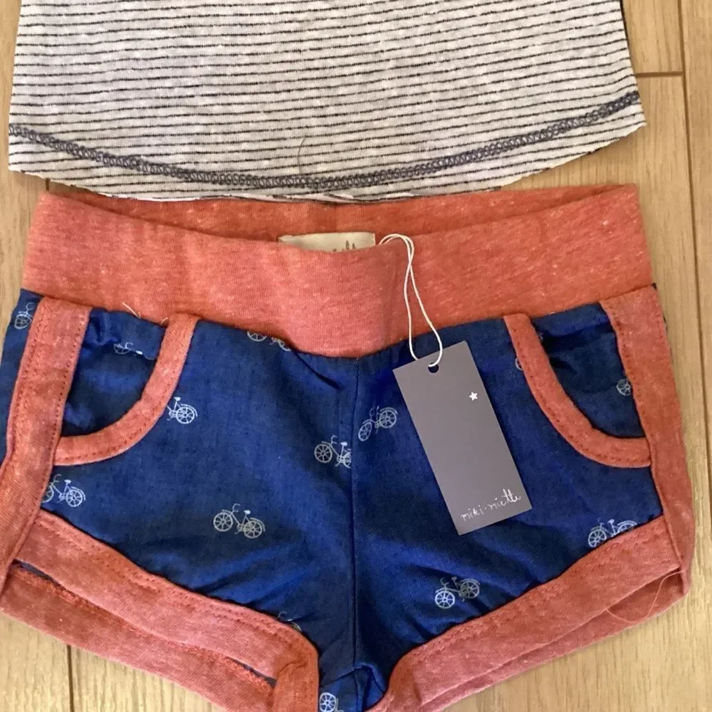 NWY. Miki Miette Brand Baby Boys 6 mos. 2 pc Shorts & Top Set